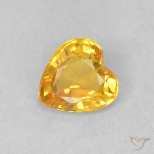 0.43ct Naturale Arancio dorato Zaffiro, Cuore, VS