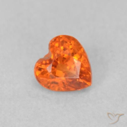 0.36ct Naturale Arancione Ambra Zaffiro, Cuore, VS