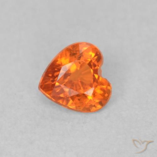 Zaffiro Arancione Ambra naturale da 0.36 ct, Cuore, VS