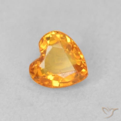 Zaffiro Albicocca Arancia naturale da 0.39 ct, Cuore, VS