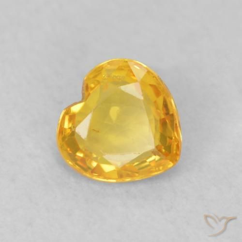 Zaffiro Arancione-Oro naturale da 0.46 ct, Cuore, VS