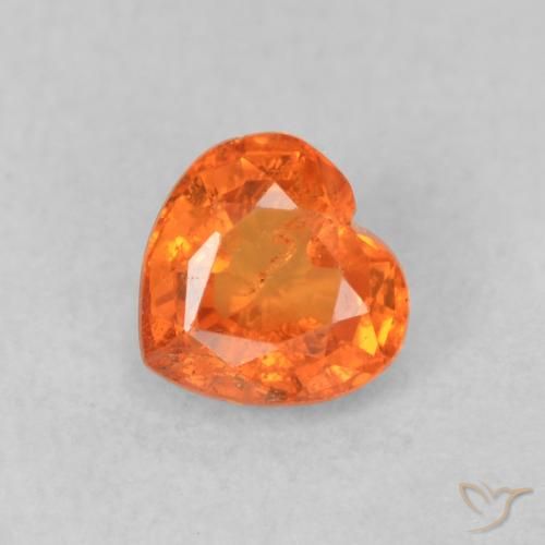 0.48ct Naturale Arancia Fuoco Zaffiro, Cuore, VS