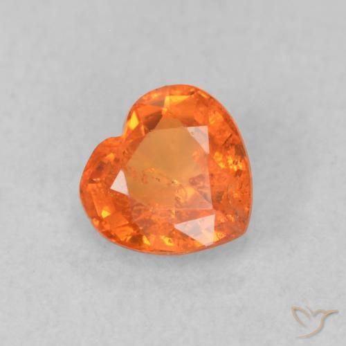 Zaffiro Arancia Fuoco naturale da 0.48 ct, Cuore, VS