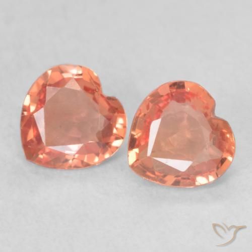 0.79ctw Naturale Rosso arancione Zaffiro, Cuore, VS