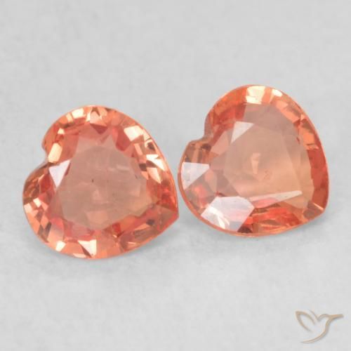 Gemme di Zaffiro Rosso arancione naturale da 0.79 ct, Cuore, VS
