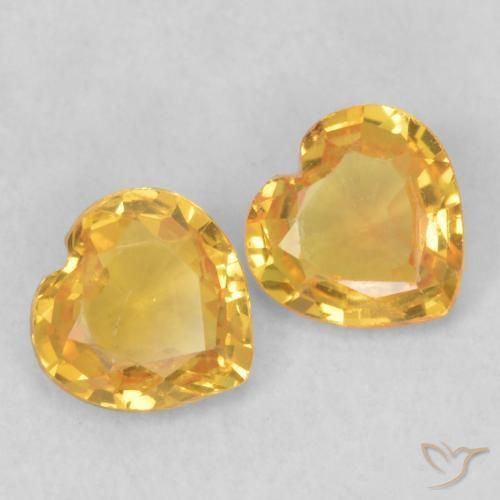 Gemme di Zaffiro Arancio dorato naturale da 0.70 ct, Cuore, VS