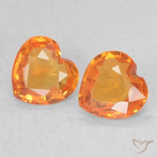 0.76ctw Naturale Arancione brillante Zaffiro, Cuore, VVS-VS