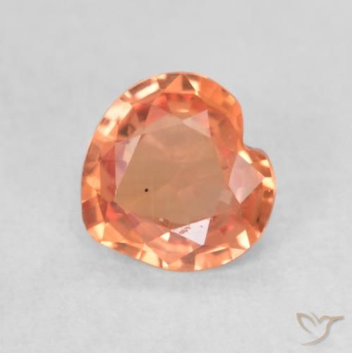 0.41ct Naturale Rosso Arancione Brillante Zaffiro, Cuore, VVS