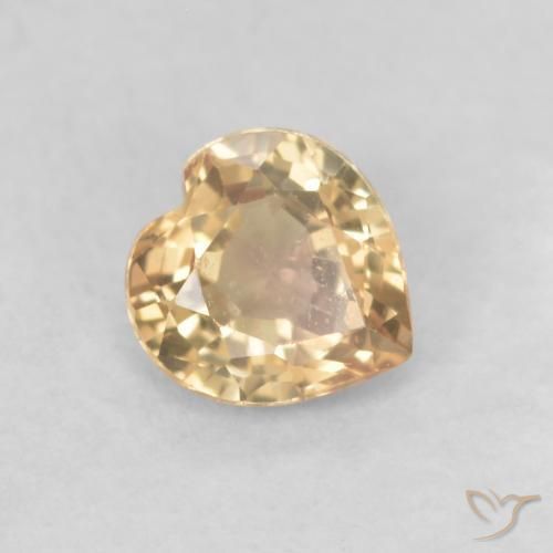 Zaffiro Dorato naturale da 0.39 ct, Cuore, VVS-VS