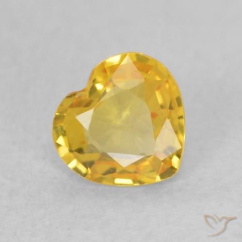 Zaffiro Arancione-Oro naturale da 0.39 ct, Cuore, VVS-VS