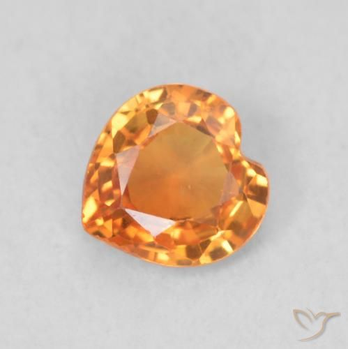 0.40ct Naturale Arancio Medio Zaffiro, Cuore, VVS-VS