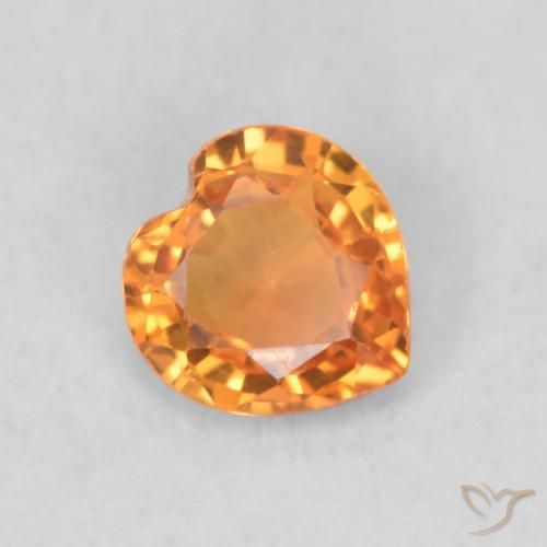 Zaffiro Arancio Medio naturale da 0.40 ct, Cuore, VVS-VS
