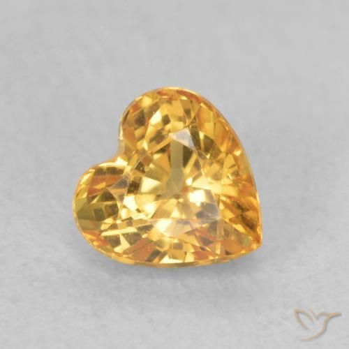 Zaffiro Arancio-Oro naturale da 0.53 ct, Cuore, VVS-VS