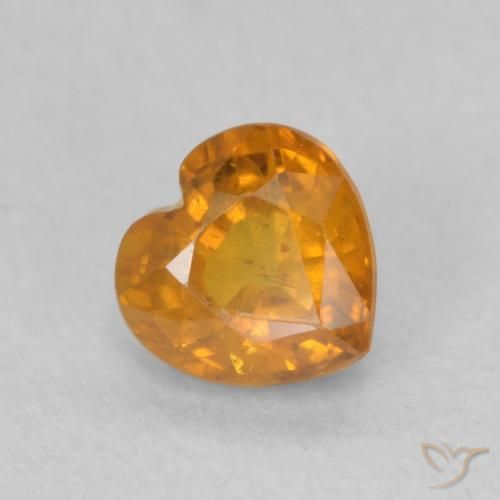 Zaffiro Arancio intenso-OroG naturale da 0.54 ct, Cuore, VS
