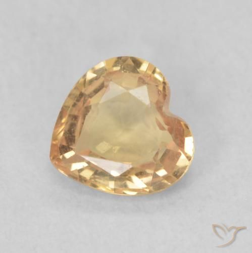 Zaffiro Dorato pesca chiaro naturale da 0.48 ct, Cuore, VS