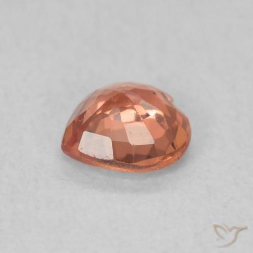 Zaffiro Rosso arancione naturale da 0.36 ct, Cuore, VS