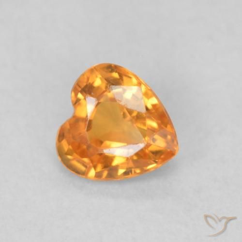 0.35ct Naturale Arancio Medio Zaffiro, Cuore, VS, Photo A
