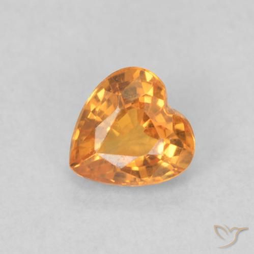 Zaffiro Arancio Medio naturale da 0.35 ct, Cuore, VS