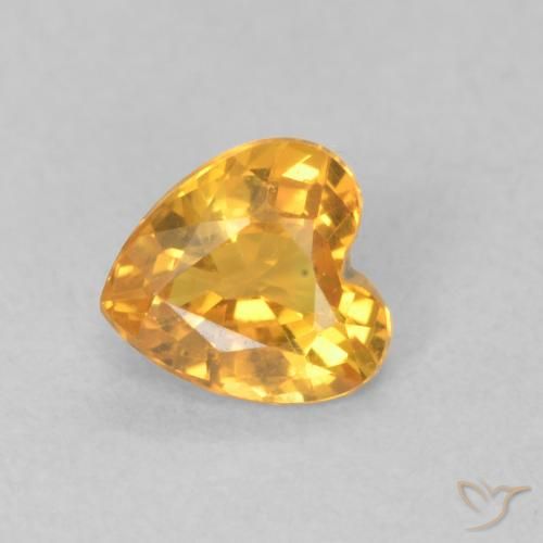0.47ct Naturale Arancio Dorato Profondo Zaffiro, Cuore, VVS-VS