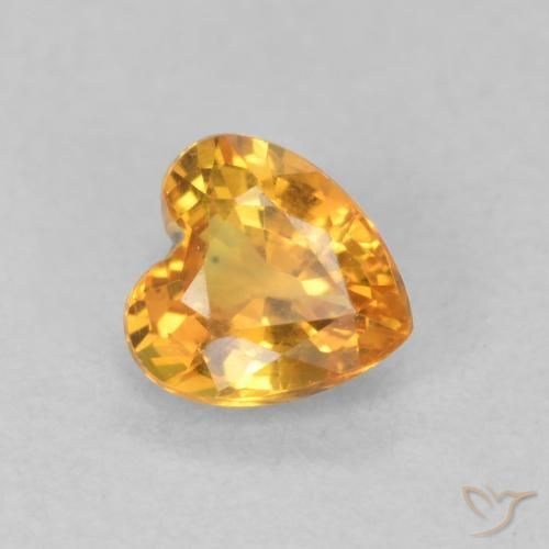Zaffiro Arancio Dorato Profondo naturale da 0.47 ct, Cuore, VVS-VS