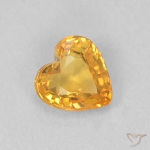 Zaffiro Dorato scuro naturale da 0.46 ct, Cuore, VVS-VS