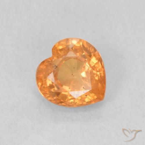 Zaffiro Arancione brillante naturale da 0.48 ct, Cuore, VS
