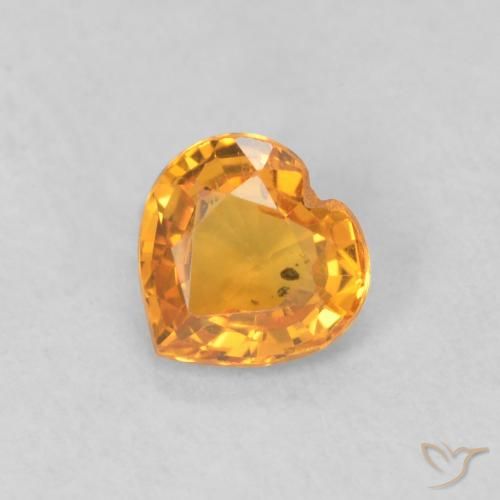 0.40ct Naturale Arancio Intenso Zaffiro, Cuore, VS