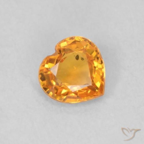Zaffiro Arancio Intenso naturale da 0.40 ct, Cuore, VS