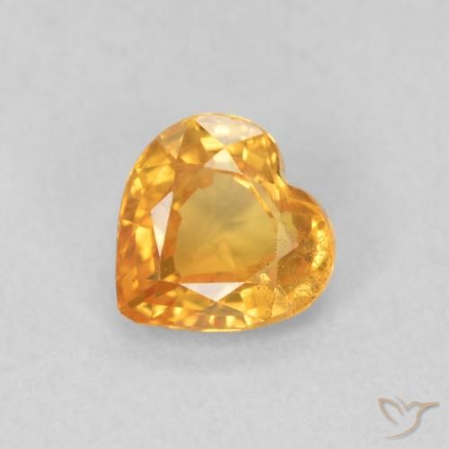 0.47ct Naturale Arancio-Oro Zaffiro, Cuore, VS