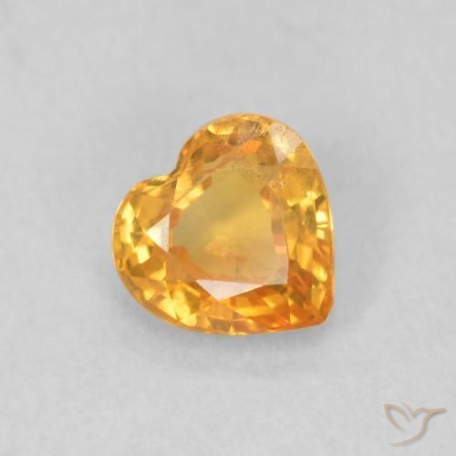 Zaffiro Arancio-Oro naturale da 0.47 ct, Cuore, VS