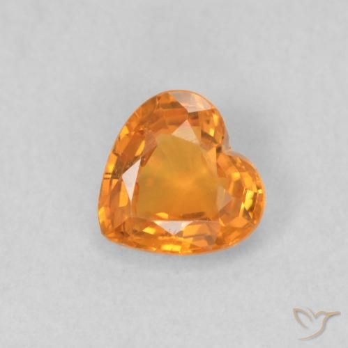 0.37ct Naturale Arancio Medio Zaffiro, Cuore, VVS-VS