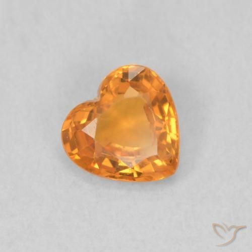 Zaffiro Arancio Medio naturale da 0.37 ct, Cuore, VVS-VS