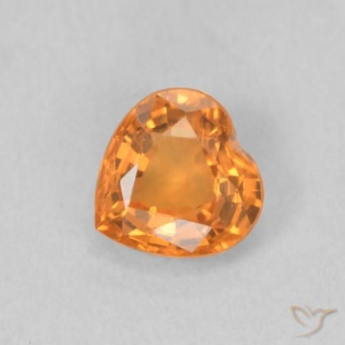 0.46ct Naturale Arancio Medio Zaffiro, Cuore, VVS-VS
