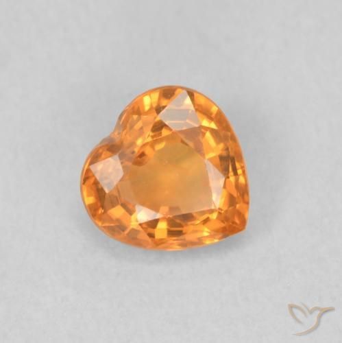 Zaffiro Arancio Medio naturale da 0.46 ct, Cuore, VVS-VS