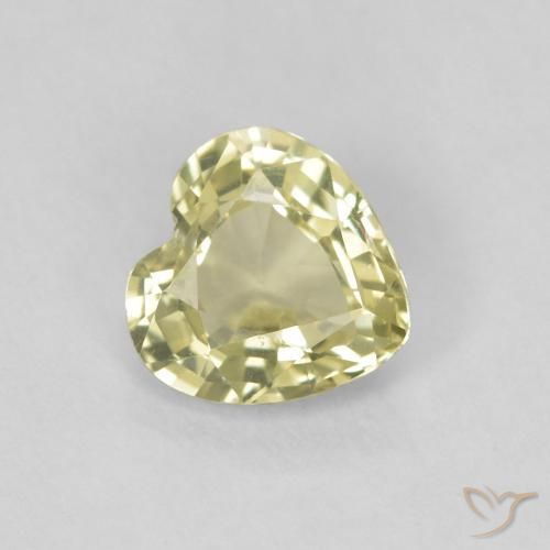 0.72ct Naturale Giallo chiaro verdastro Zaffiro, Cuore, VVS-VS