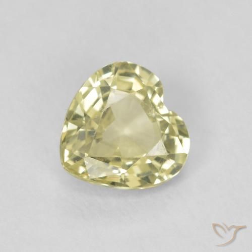 Zaffiro Giallo chiaro verdastro naturale da 0.72 ct, Cuore, VVS-VS