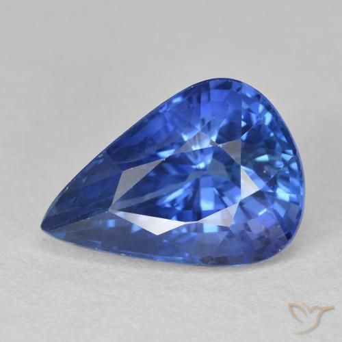 Zaffiro Blu scuro medio naturale da 4.59 ct, Forma a pera, VS