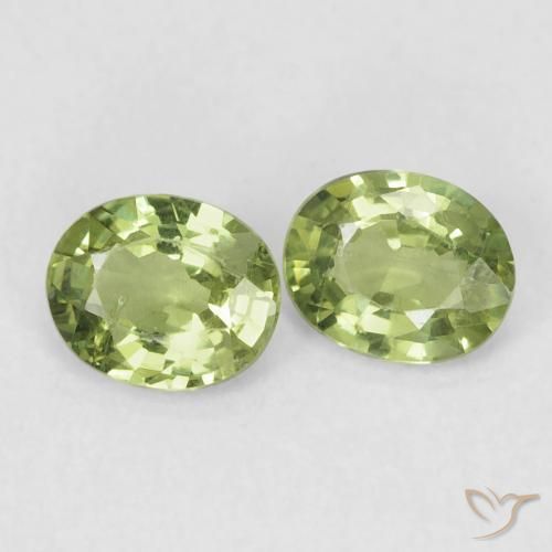 Gemme di Zaffiro Verde foresta chiaro naturale da 0.87 ct, Ovale, VVS-VS