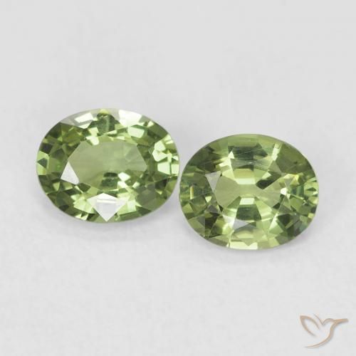 Gemme di Zaffiro Verde caldo naturale da 0.74 ct, Ovale, VVS-VS