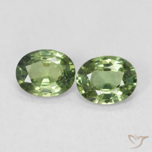 0.75ctw Naturale Verde foresta Zaffiro, Ovale, VVS-VS