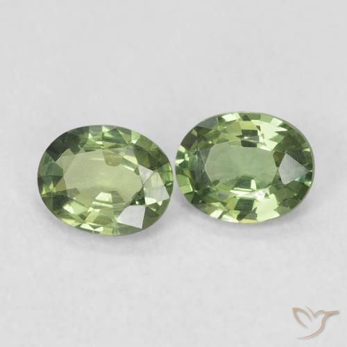Gemme di Zaffiro Verde foresta naturale da 0.75 ct, Ovale, VVS-VS