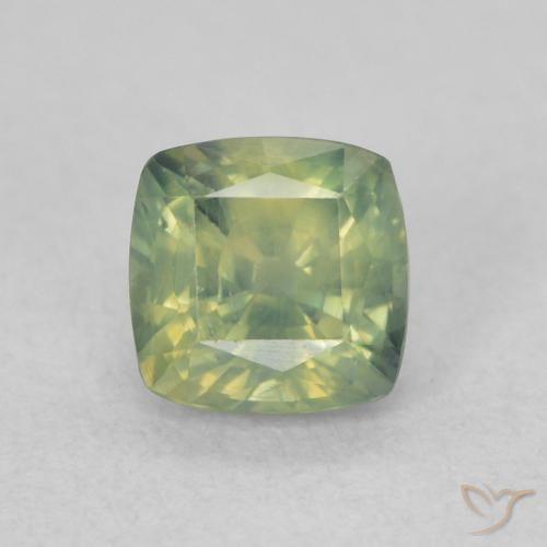 0.76ct Naturale Verde caldo Zaffiro, Cuscino, VS
