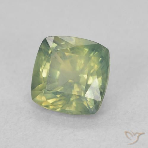 Zaffiro Verde caldo naturale da 0.76 ct, Cuscino, VS