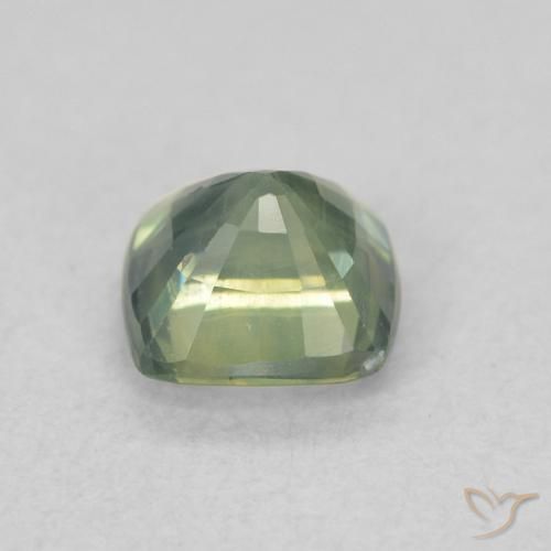 Zaffiro Verde caldo naturale da 0.76 ct, Cuscino, VS