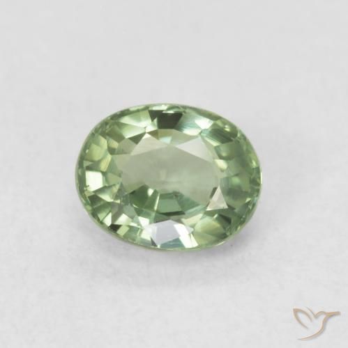 0.56ct Naturale Verde Salvia Chiaro Zaffiro, Ovale, VVS-VS
