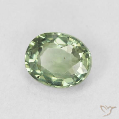 Zaffiro Verde chiaro naturale da 0.66 ct, Ovale, VVS-VS