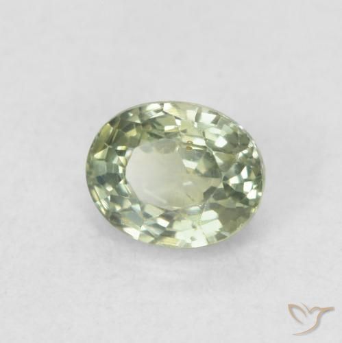 Zaffiro Verde chiaro naturale da 0.58 ct, Ovale, VVS-VS
