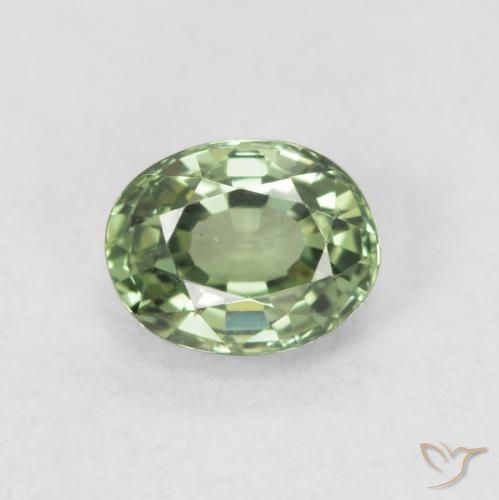 0.59ct Naturale Medium Light Green Zaffiro, Ovale, VVS-VS