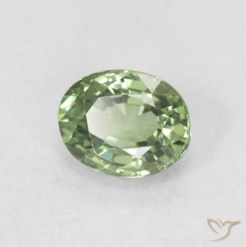 Zaffiro Medium Light Green naturale da 0.59 ct, Ovale, VVS-VS