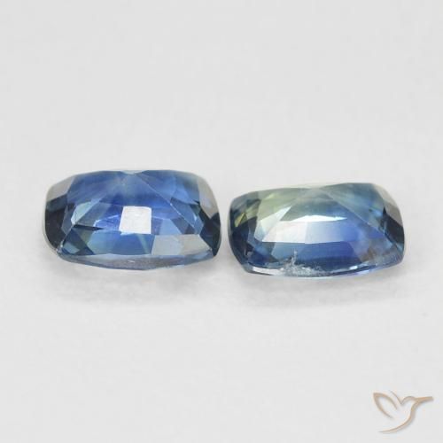 Gemme di Zaffiro Blu Medio Verde naturale da 1.31 ct, Cuscino, VS